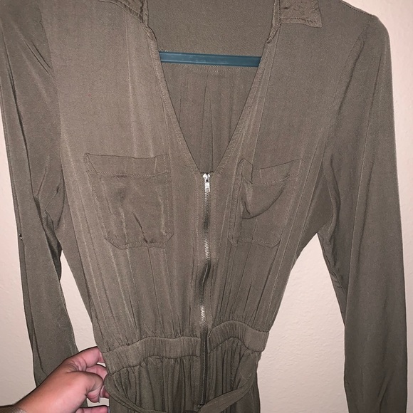 Olive Long Sleeve Jumpsuite - Picture 2 of 2